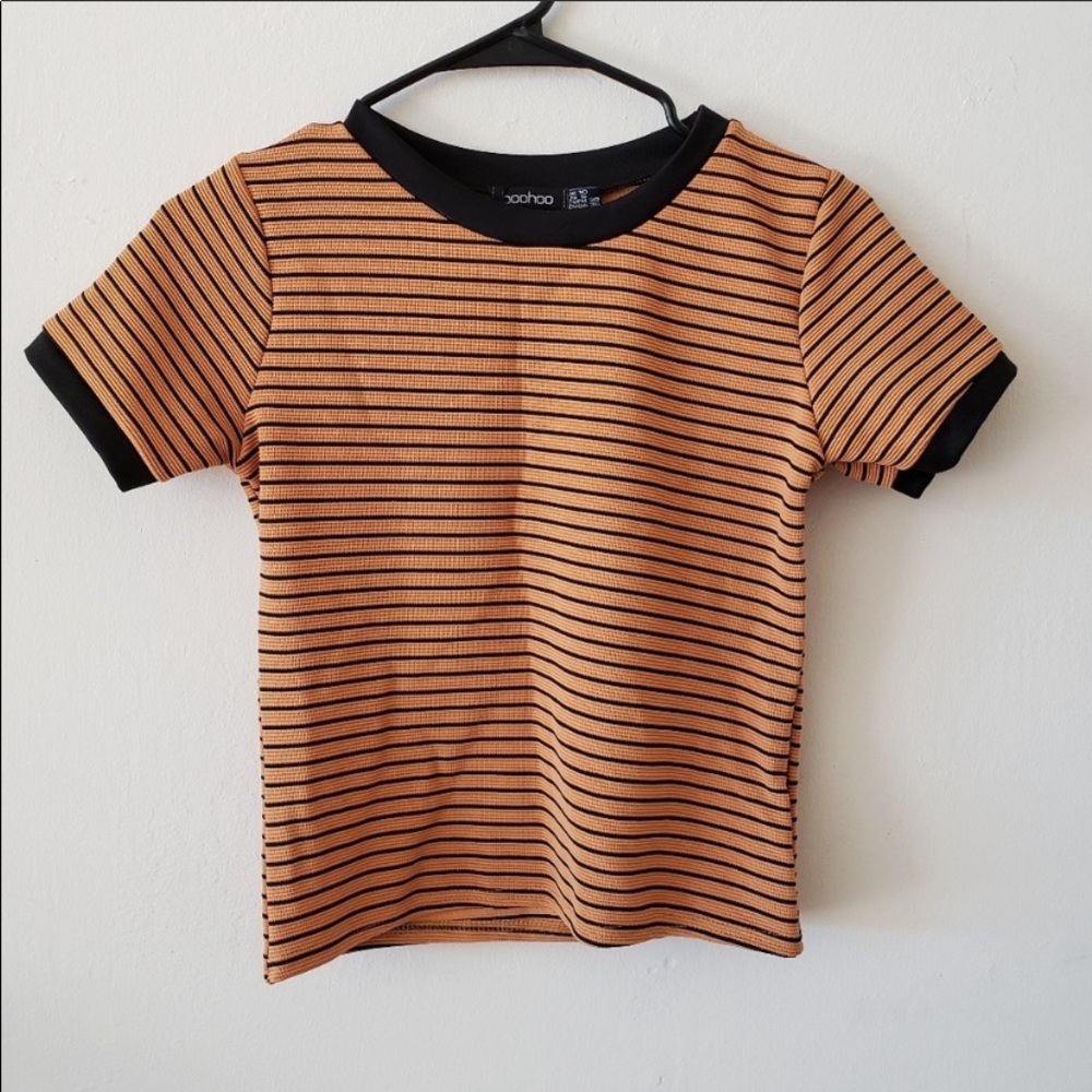 Boohoo black&orange striped shirt fall Halloween